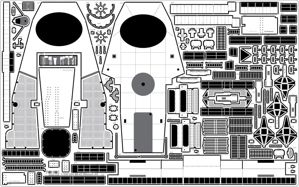Pontos 22002F1 USS BB-63 Missouri 1945 Detail Up Set (Without wooden deck) 1/200 – zdjęcie 13