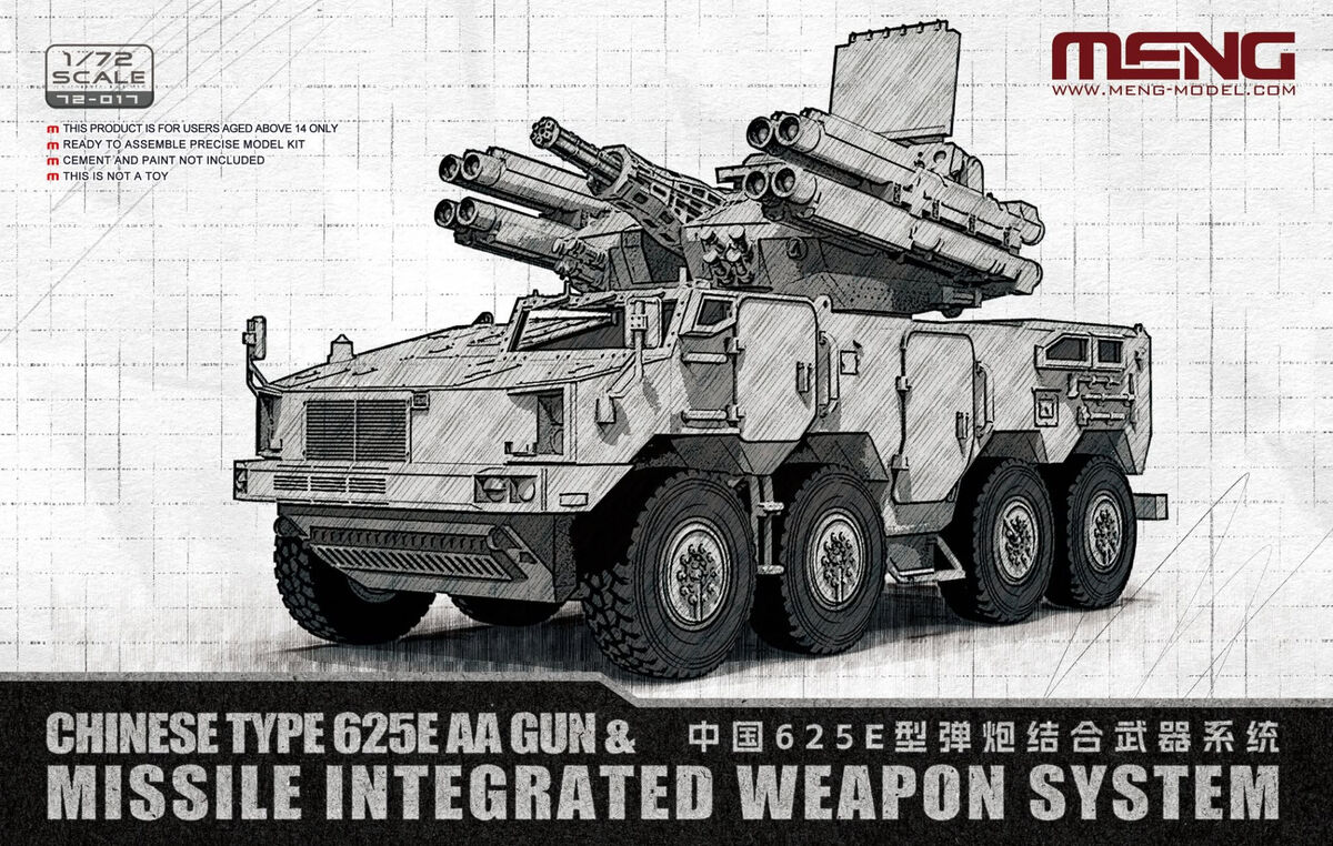 Meng 72-017 Chinese Type 625E AA Gun &amp;amp; Missile Integrated Weapon System 1/72