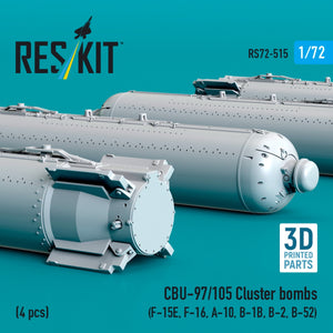 RESKIT RS72-0515 CBU-89A cluster bombs GATOR (4 pcs) (3D Printed) 1/72 – zdjęcie 3