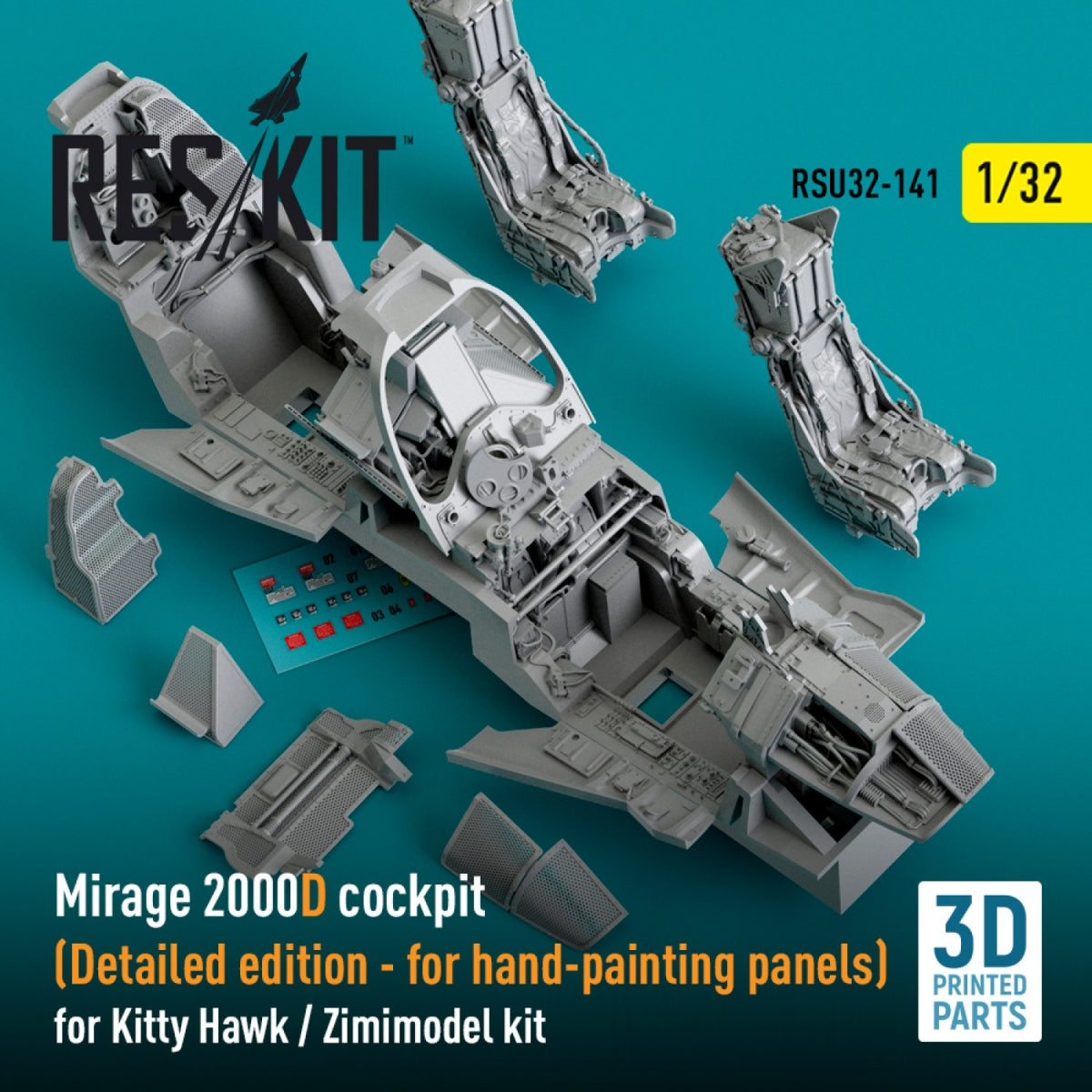 RESKIT RSU32-0141 Mirage 2000D cockpit (Detailed edition) for Kitty Hawk / Zimimodel kit (3D Printed) 1/32 – zdjęcie 2