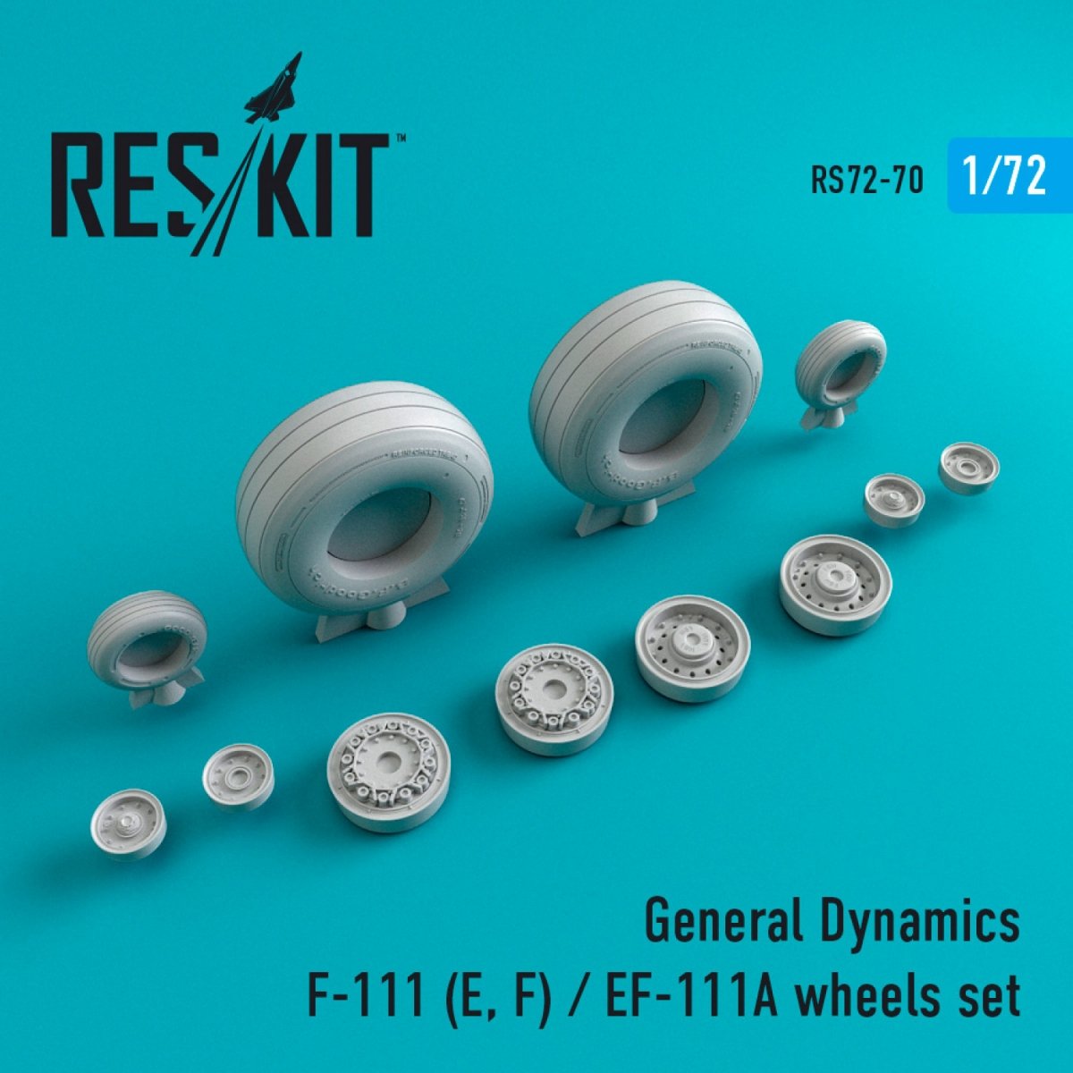 RESKIT RS72-0070 Jeu de roues F-111 (E,F)/EF-111A (lestées) 1/72