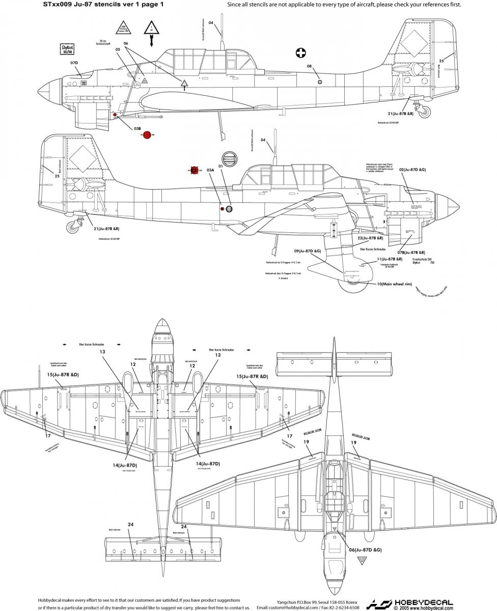 HobbyDecal ST32009V1 Ju-87 Stencils ver 1 1/32 – zdjęcie 2