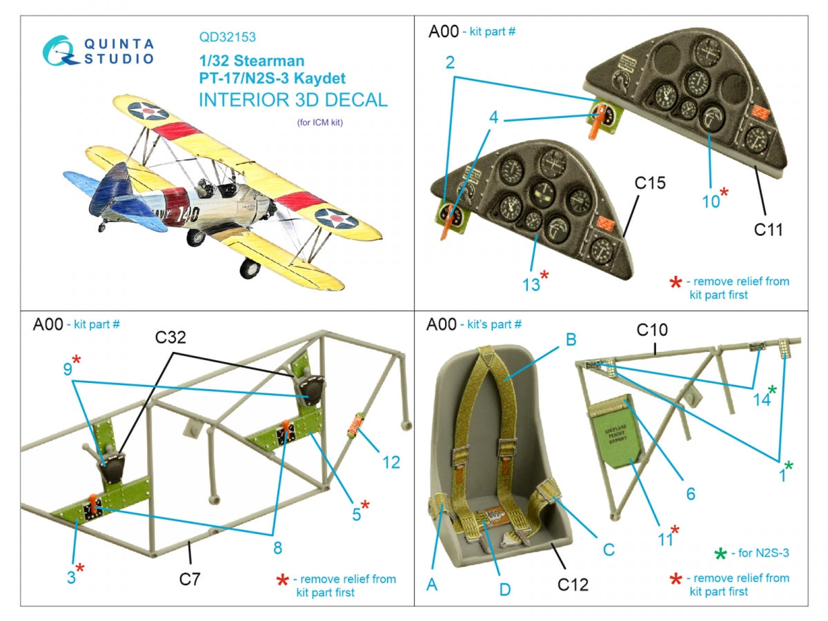 Quinta Studio QD32153 Pt-17/N2S-3 Kaydet 3D-Printed coloured Interior on decal paper (ICM) 1/32 – Bild 2