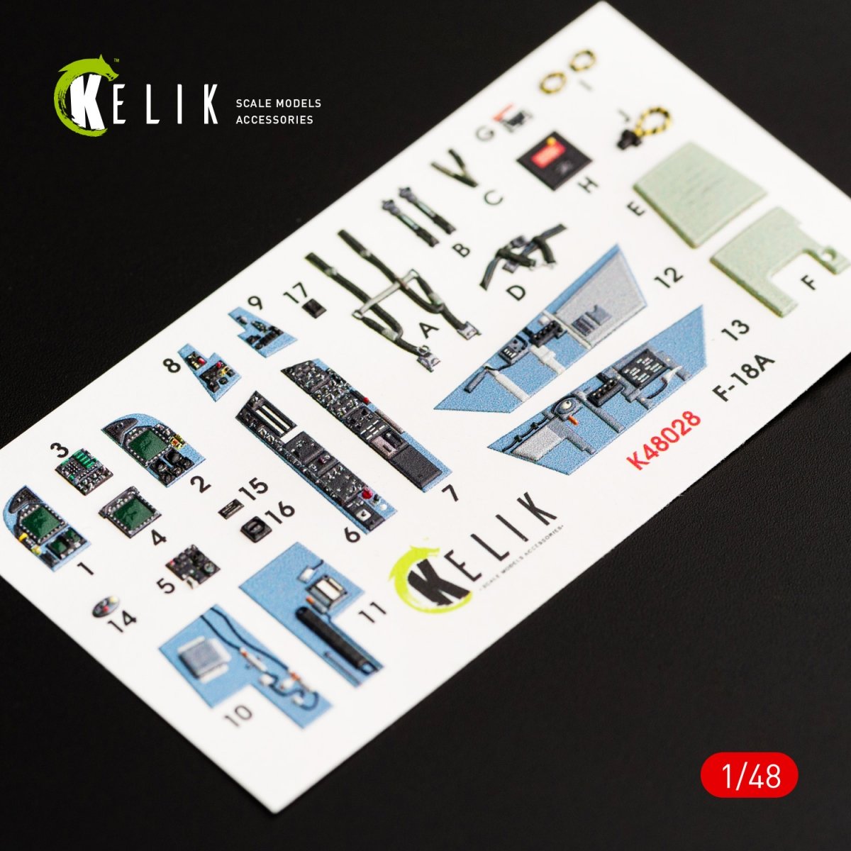 KELIK K48028 F/A-18A &amp;quot;HORNET&amp;quot; INTERIOR 3D DECALS FOR KINETIC KIT 1/48