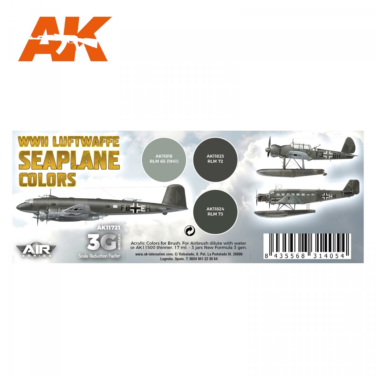 AK Interactive AK11721 WWII LUFTWAFFE SEAPLANE COLORS 3x17 ml – zdjęcie 2