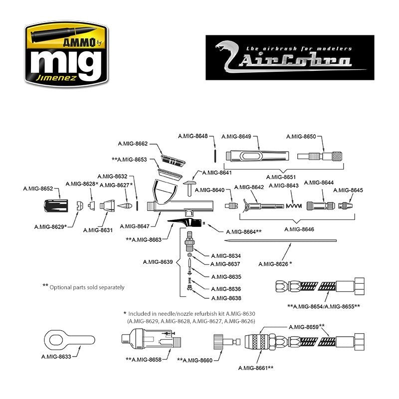 Ammo of Mig 8625 AIRCOBRA AIRBRUSH Airbrush nozzle 0.3mm – image 4