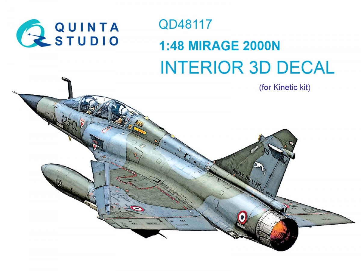 Quinta Studio QD48117 Mirage 2000N 3D-Printed &amp;amp; colored Interior on decal paper (Kinetic) 1/48