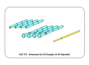 Aber A32115 Zestaw uzbrojenia do amerykańskiego samolotu Douglas A-1H Skyraider 1/32 – zdjęcie 2