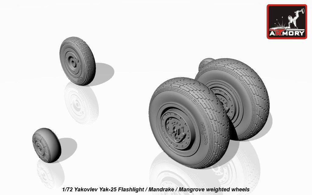Armory Models AW72046 Yakovlev Yak-25 Flashlight / Mandrake / Mangrove wheels w/ weighted tires 1/72 – image 2