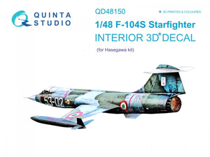 Quinta Studio QD48150 F-104S 3D-Printed &amp;amp; colored Interior on decal paper (Hasegawa) 1/48