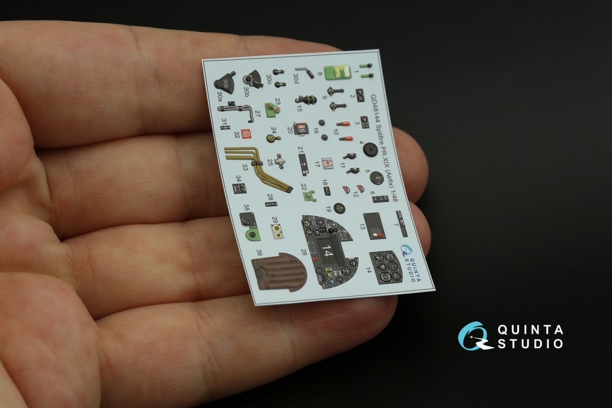 Quinta Studio QD48144 Spitfire PR.XIX 3D-Printed &amp;amp; coloured Interior on decal paper (Airfix) 1/48 – zdjęcie 6