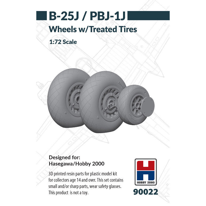 Hobby 2000 90022 B-25J / PBJ-1 Wheels w/ Treated Tires 1/72