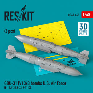 RESKIT RS48-0465 GBU-31 (V) 3/B bombs U.S. Air Force (2 pcs) (3D Printed) 1/48
