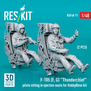 RESKIT RSF48-0071 F-105 (F, G) &amp;quot;Thunderchief&amp;quot; pilots sitting in ejection seats for HobbyBoss kit (2 pcs) (3D Printed) 1/48 – Bild 2