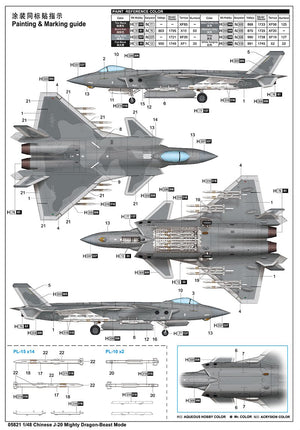 Trumpeter 05821 Chinese J-20 Mighty Dragon-Beast Mode 1/48 – zdjęcie 4