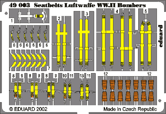 Eduard 49003 Seatbelts Luftwaffe WWII Bombers 1/48