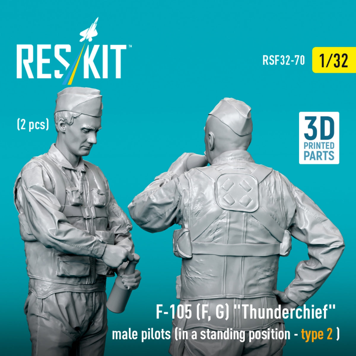 RESKIT RSF32-0070 F-105 (F, G) &amp;quot;Thunderchief&amp;quot; male pilots (in a standing position - type 2) (2 pcs) (3D Printed) 1/32 – zdjęcie 3