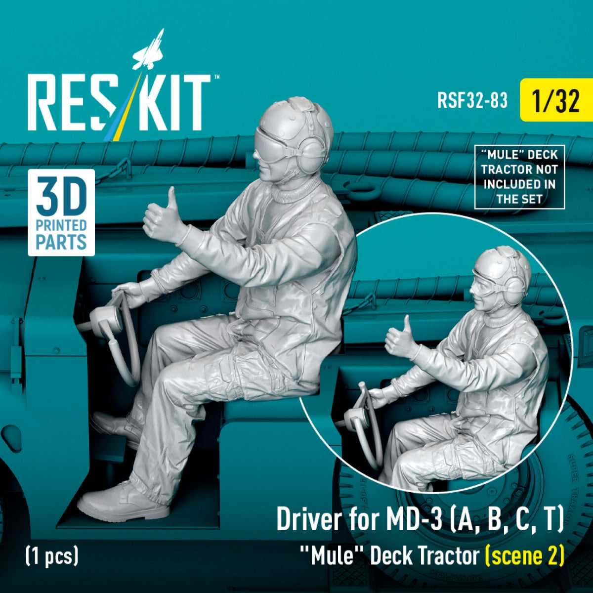 RESKIT RSF32-0083 Driver for MD-3 (A, B, C, T) "Mule" Deck Tractor (scene 2) (1 pcs) (3D Printed) 1/32