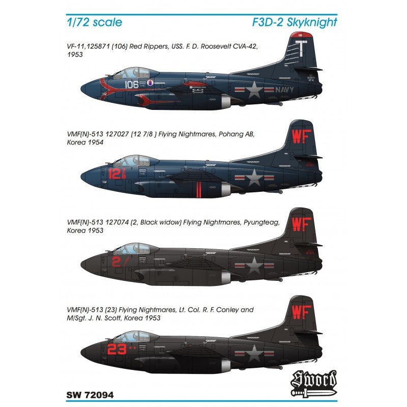 Sword 72094 F3D-2 Skyknight VF-11/VMF(N)513 1/72 – zdjęcie 2