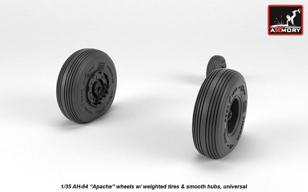 Armory Models AW35304 AH-64 Apache wheels w/ weighted tires, smooth hubs 1/35 – zdjęcie 4
