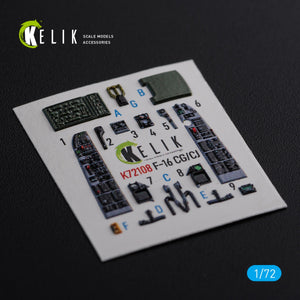 KELIK K72108 F-16 CG/CJ interior 3D decals for Academy kit 1/72