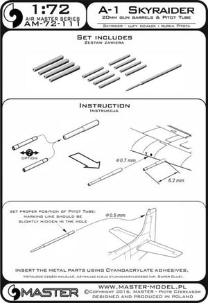 Master AM-72-111 A-1 Skyraider - Canons de 20 mm et tube de Pitot 1/72  – image 4