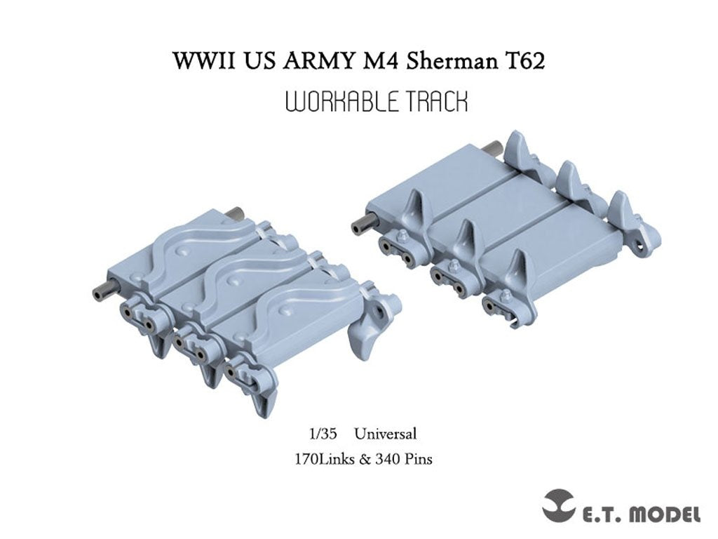 E.T. Model P35-089 WWII US ARMY M4 Sherman T62 Workable Track (3D Printed) 1/35