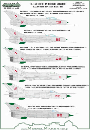 ModelMaker Decals D48152 MiG-21 in Polish service exclusive edition part III 1/48