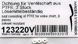 Harder & Steenbeck 123220V Uszczelka teflonowa trzpienia zaworka H&S + Hansa 3szt