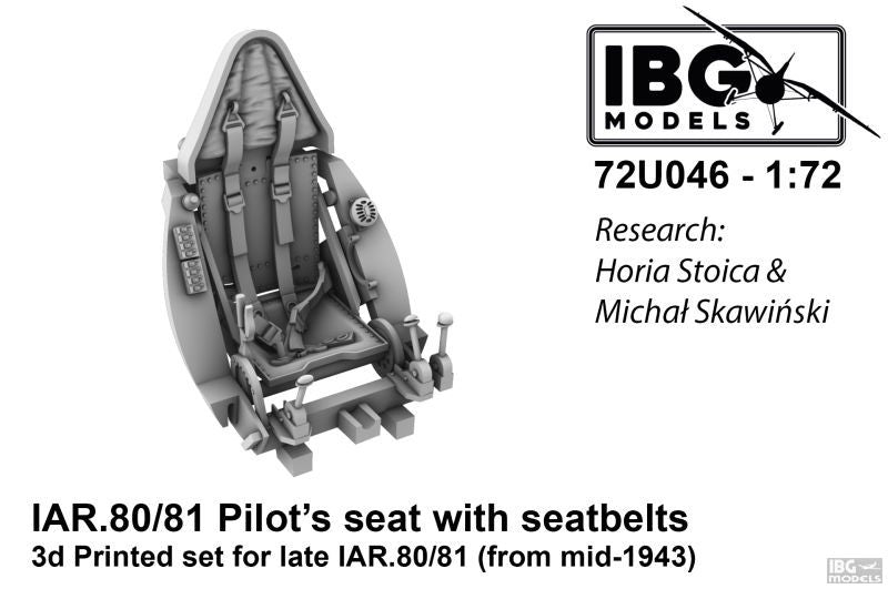 IBG 72U046 Pilot&amp;#39;s Seat with Seatbelts for IAR 80/81 (Late, armored, used from mid 1943) 1/72