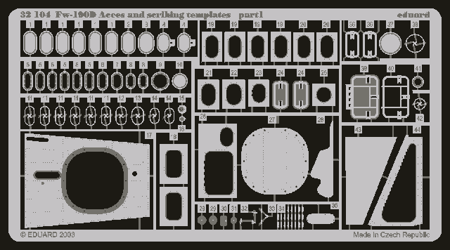 Eduard 32104 Fw 190D access and scribing templates 1/32 HASEGAWA