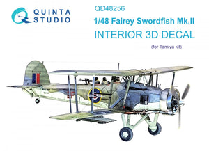 Quinta Studio QD48256 Swordfish Mk.II 3D-Printed &amp;amp; coloured Interior on decal paper ( Tamiya ) 1/48