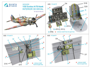 Quinta Studio QD32255 Curtiss H-75 Hawk 3D-Printed &amp;amp; coloured Interior on decal paper (Special Hobby) 1/32 – zdjęcie 2