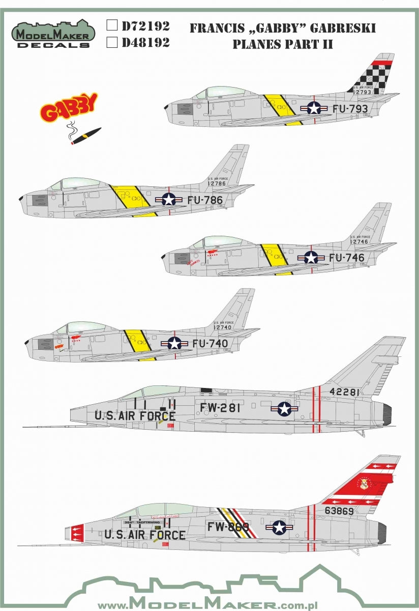 ModelMaker Decals D48192 Francis „GABBY” Gabreski planes part II 1/48