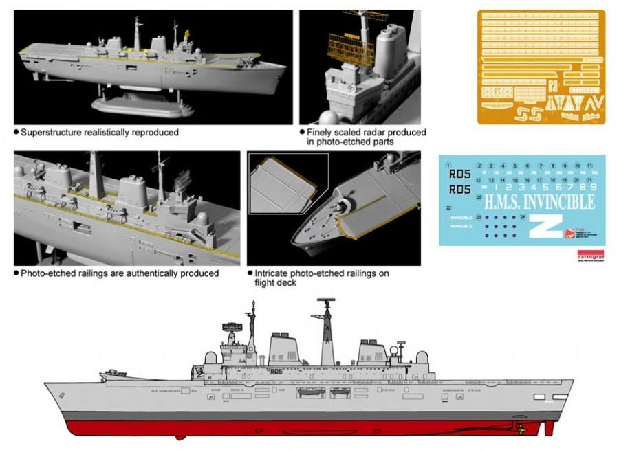 Dragon 7128 H.M.S. Invincible Light Aircraft Carrier (Falklands War 30th Anniversary) 1/700 – immagine 2