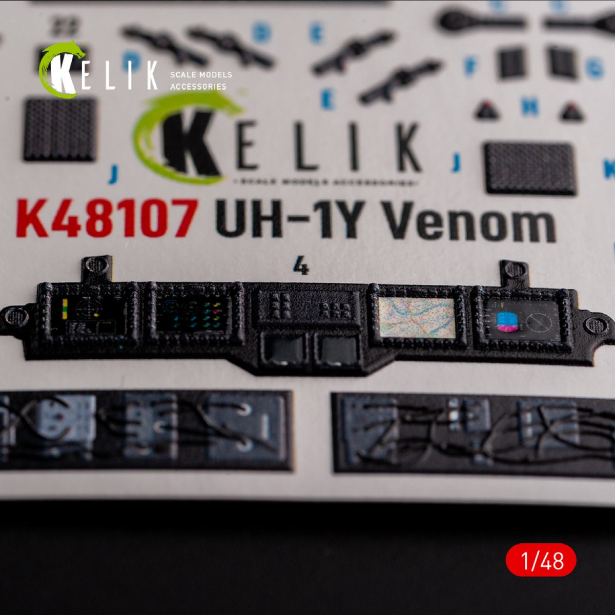 KELIK K48107 UH-1Y &amp;quot;Venom&amp;quot; - interior 3D decals for Zimi Model/KittyHawk kit 1/48 – zdjęcie 2