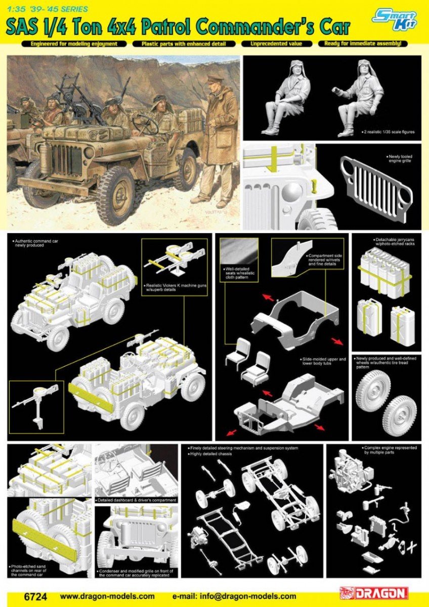 Dragon 6724 SAS 1/4 Ton 4x4 Patrol Commander&amp;#39;s Car 1/35 – image 2