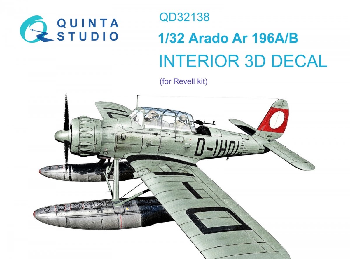 Quinta Studio QD32138 Ar 196A/B 3D-Printed &amp;amp; coloured Interior on decal paper (Revell) 1/32