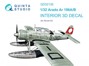 Quinta Studio QD32138 Ar 196A/B 3D-Printed &amp;amp; coloured Interior on decal paper (Revell) 1/32