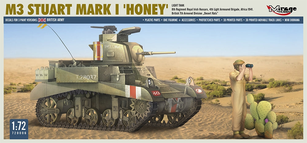 Mirage Hobby 720006 M3 Stuart Mk.I Honey Light Tank 1/72 – image 2