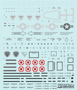 HobbyDecal ST32025V1 F-16 Stencils 3 ver 1 1/32 for Academy kit