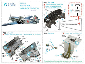 Quinta Studio QD32159 Yak-9 T/K 3D-Printed &amp;amp; colored Interior on decal paper (ICM) 1/32 – image 11