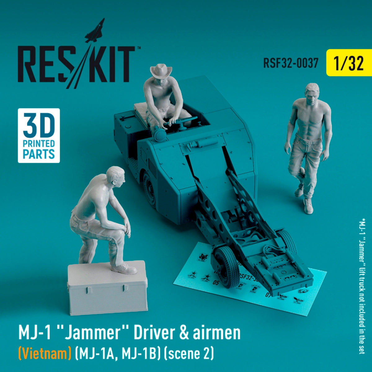 RESKIT RSF32-0037 MJ-1 Jammer Driver airmens (Vietnam) (MJ-1A,MJ-1B) (scene 2) (3 pcs) (3D Printed) 1/32