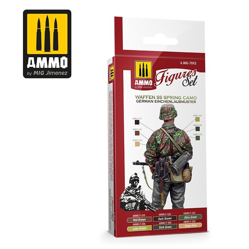 AMMO of Mig Jimenez 7043 Waffen SS Spring Camo. German Einchenlaubmuster Figures Set 6x17ml – image 2