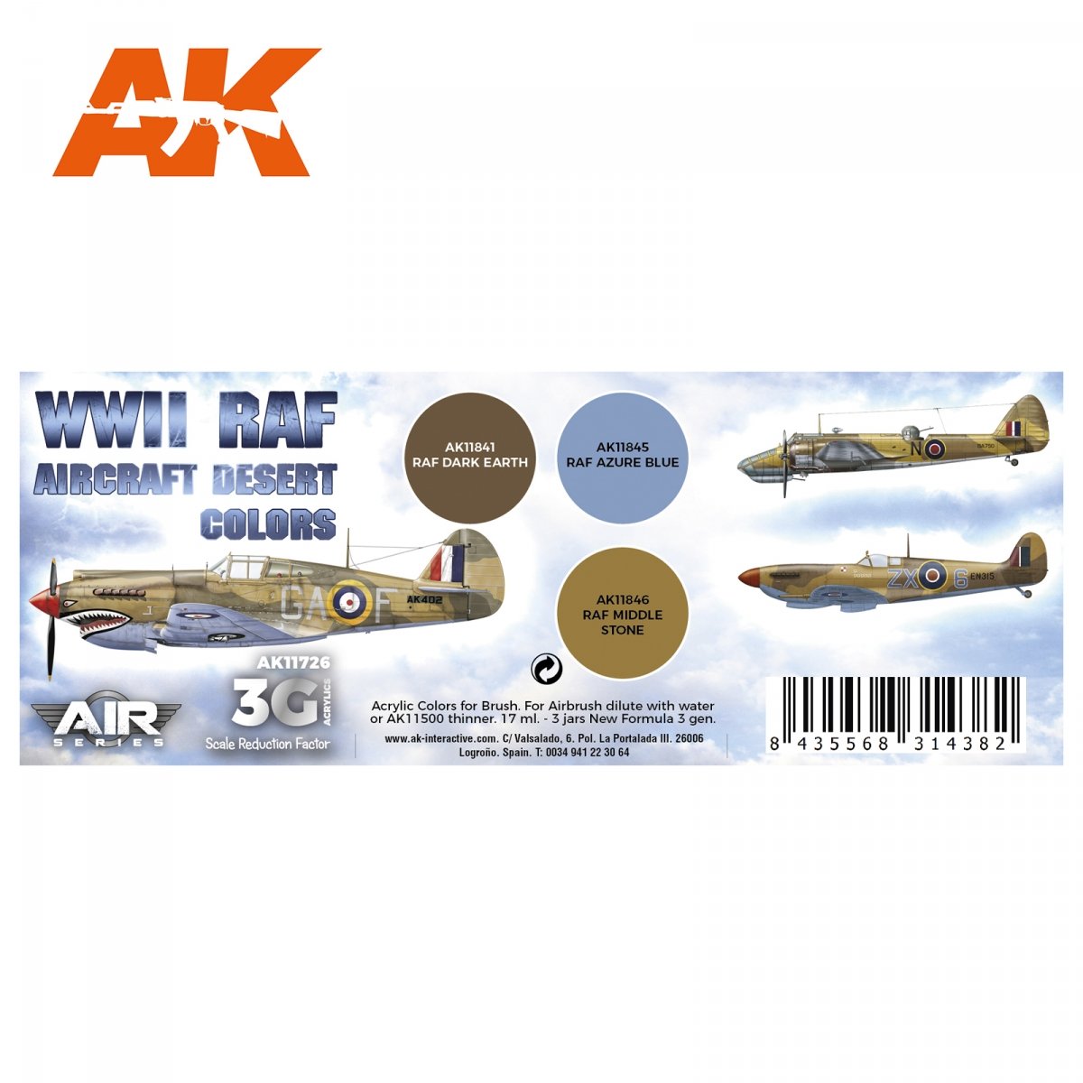 AK Interactive AK11726 WWII RAF AIRCRAFT DESERT COLORS 3x17 ml – zdjęcie 2