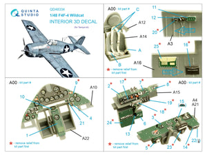 Quinta Studio QD48334 F4F-4 Wildcat 3D-Printed &amp;amp; coloured Interior on decal paper (Tamiya) 1/48 – zdjęcie 2