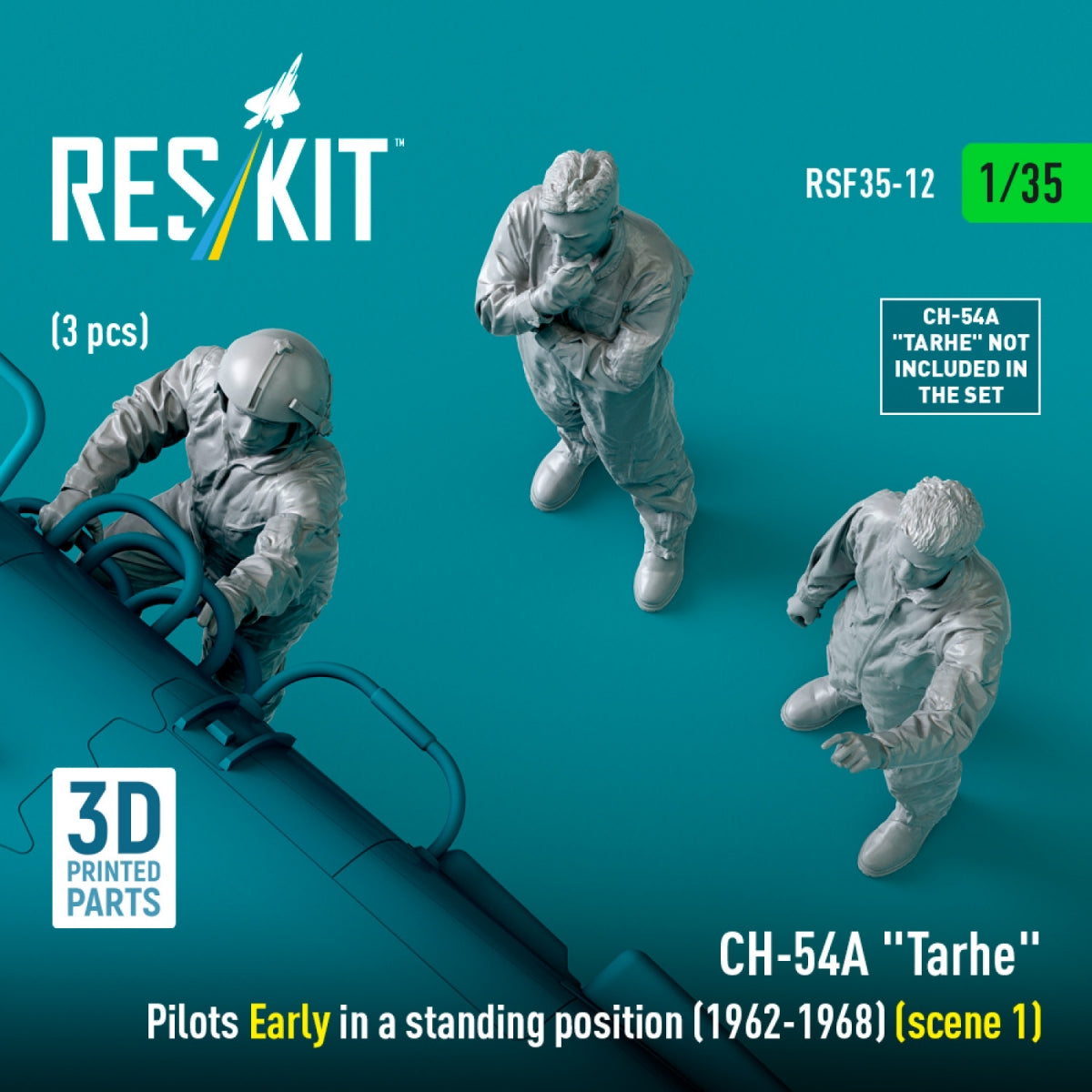RESKIT RSF35-0012 CH-54A &amp;quot;Tarhe&amp;quot; pilots Early in a standing position (1962-1968) (scene 1) (3 pcs) (3D Printed) 1/35 – zdjęcie 3