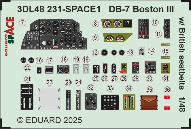 Eduard 3DL48231 DB-7 Boston III With British Seatbelts SPACE HK Models 1/48 – zdjęcie 3