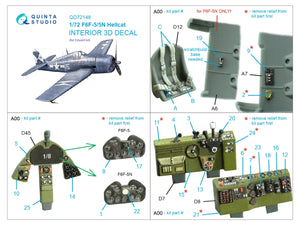 Quinta Studio QD72148 F6F-5 Hellcat 3D-Printed coloured Interior on decal paper (Eduard) 1/72 – zdjęcie 2