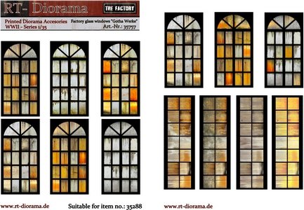 RT-Diorama 35757 Printed Accessories: Factory glass windows "Gotha Werke" 1/35
